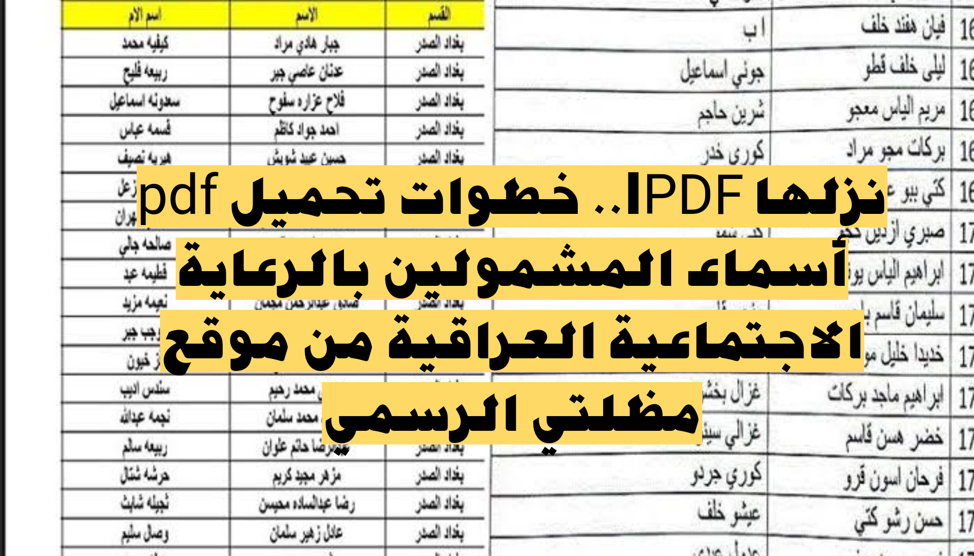 نزلها PDF|.. خطوات تحميل pdf أسماء المشمولين بالرعاية الاجتماعية العراقية من موقع مظلتي الرسمي