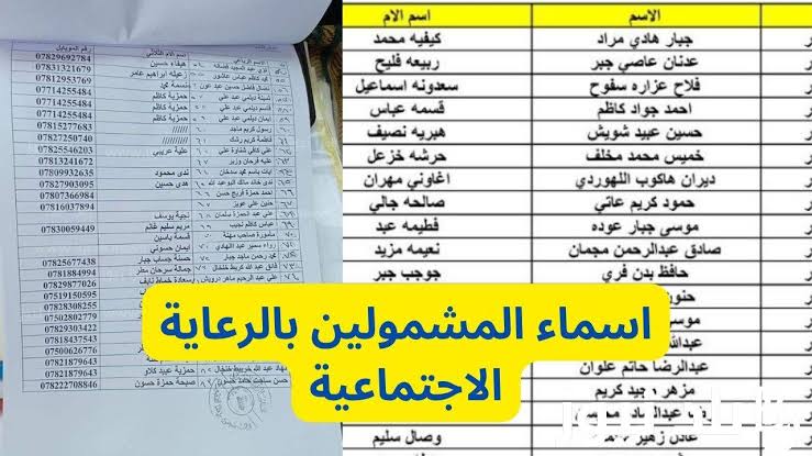 بالرابط.. شاهد pdf كشوفات اسماء المشمولين فى الرعاية الاجتماعية بالعراق 2023