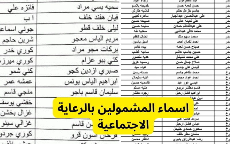 “كشوفات الوجبة السابعة” اسماء الرعاية الاجتماعية 2023 pdf بغداد وعموم المحافظات موقع مظلتي الرسمي