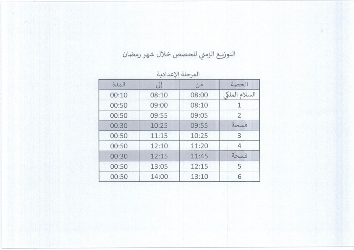 وكالة تعليق الدراسه تبشر مدة الدراسة في رمضان 2024 تستمر فقط هذه الأيام