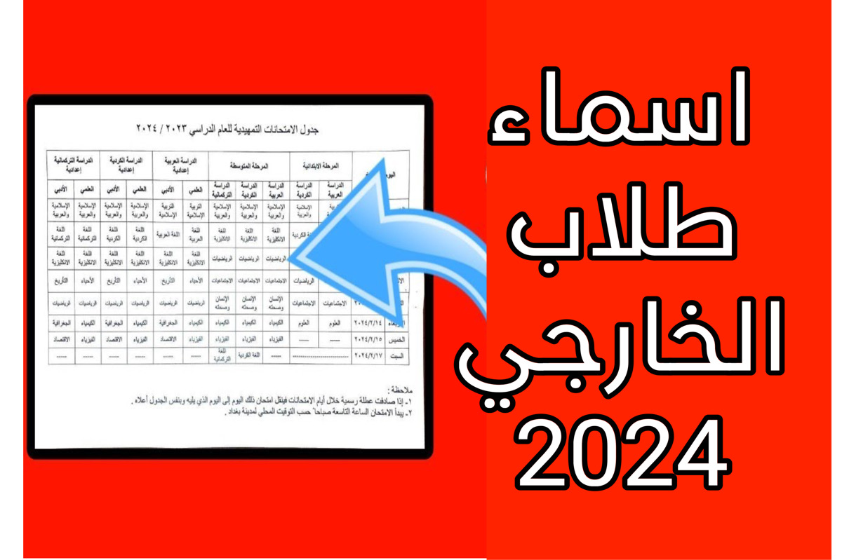 هسـه افتـح رابط اسماء طلاب الخارجي 2024 وزارة التربية العراقية جميع المحافظات
