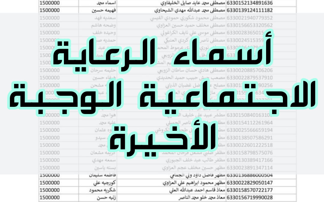 ابحث عن اسمك هنا.. أسماء الرعاية الاجتماعية الوجبة الأخيرة عبر منصة مظلتي ووزارة العمل والشؤون الإجتماعية