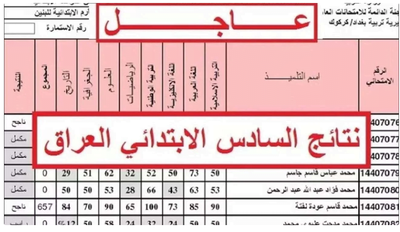 مليون مبروك للجميع.. نتائج الصف السادس الابتدائي في العراق القادسية
