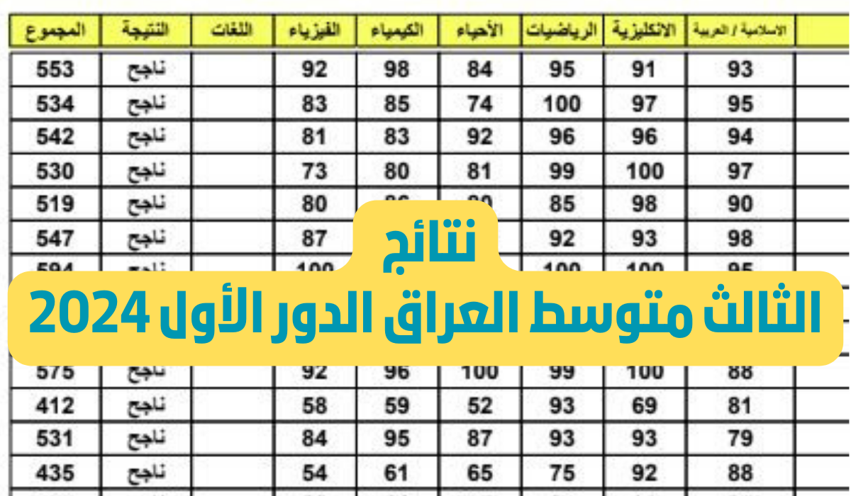 الآن رابط الإستعلام عن نتائج الثالث المتوسط الدور الأول 2024 في عموم محافظات العراق