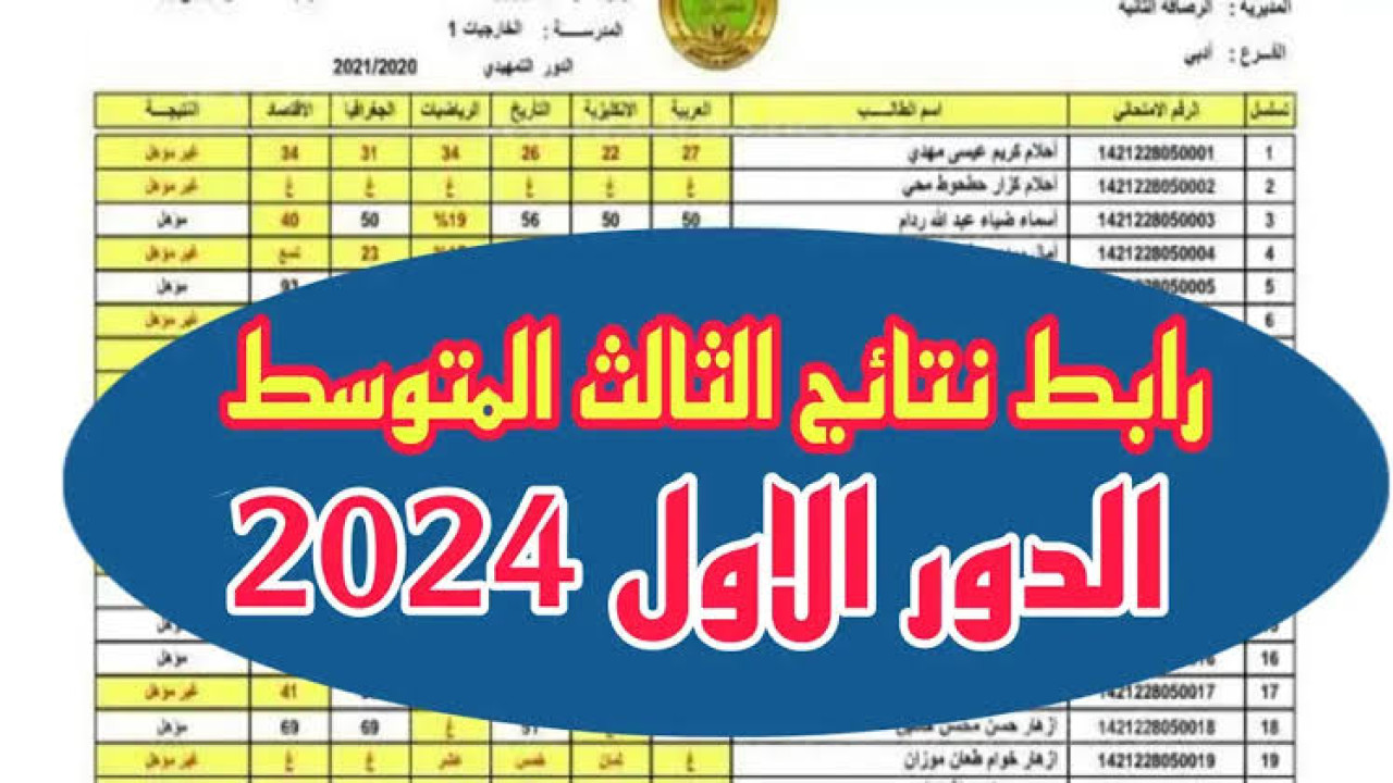 موقع نتائجنا رابط مباشر نتائج الثالث متوسط الدور الاول ٢٠٢٤ عموم المحافظات بالعراق بالرقم الامتحاني